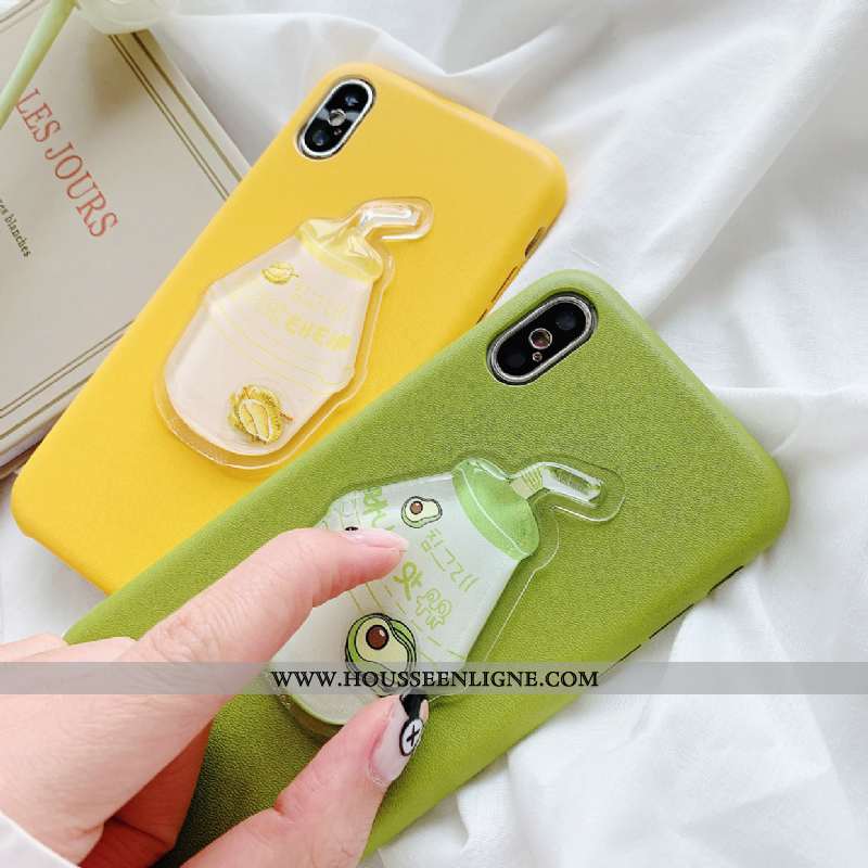 Housse iPhone Xs Silicone Téléphone Portable Incassable Liquide Amoureux Net Rouge Jaune Verte