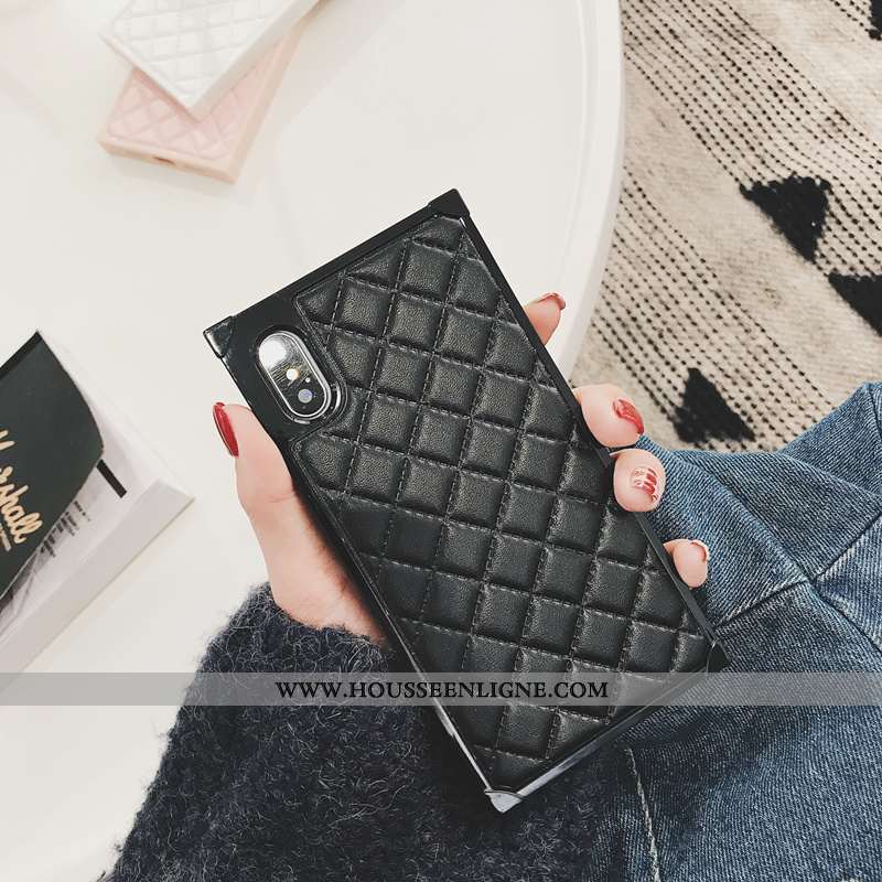 Housse iPhone Xs Tendance Cuir Qualité Fluide Doux Étui Protection Téléphone Portable Noir