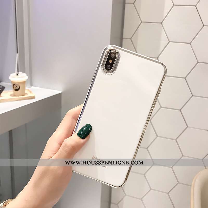 Housse iPhone Xs Tendance Légère Net Rouge Incassable Simple Protection Placage Jaune