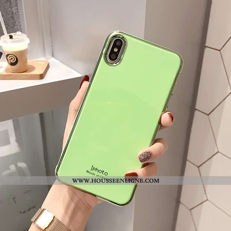 Housse iPhone Xs Tendance Légère Net Rouge Incassable Simple Protection Placage Jaune