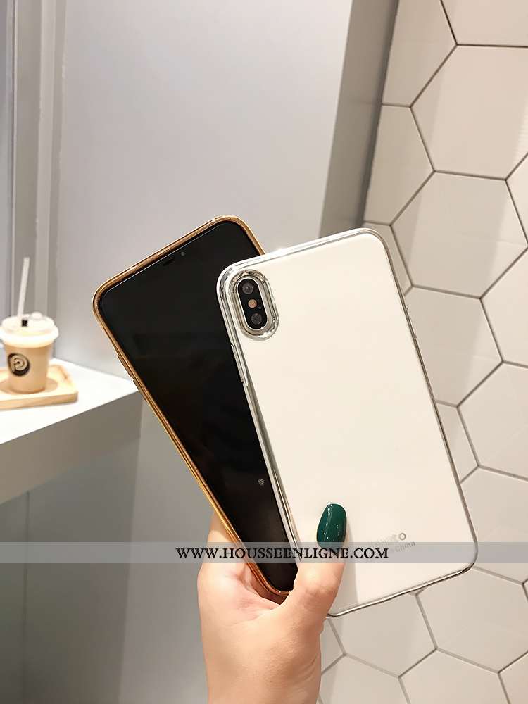 Housse iPhone Xs Tendance Légère Net Rouge Incassable Simple Protection Placage Jaune