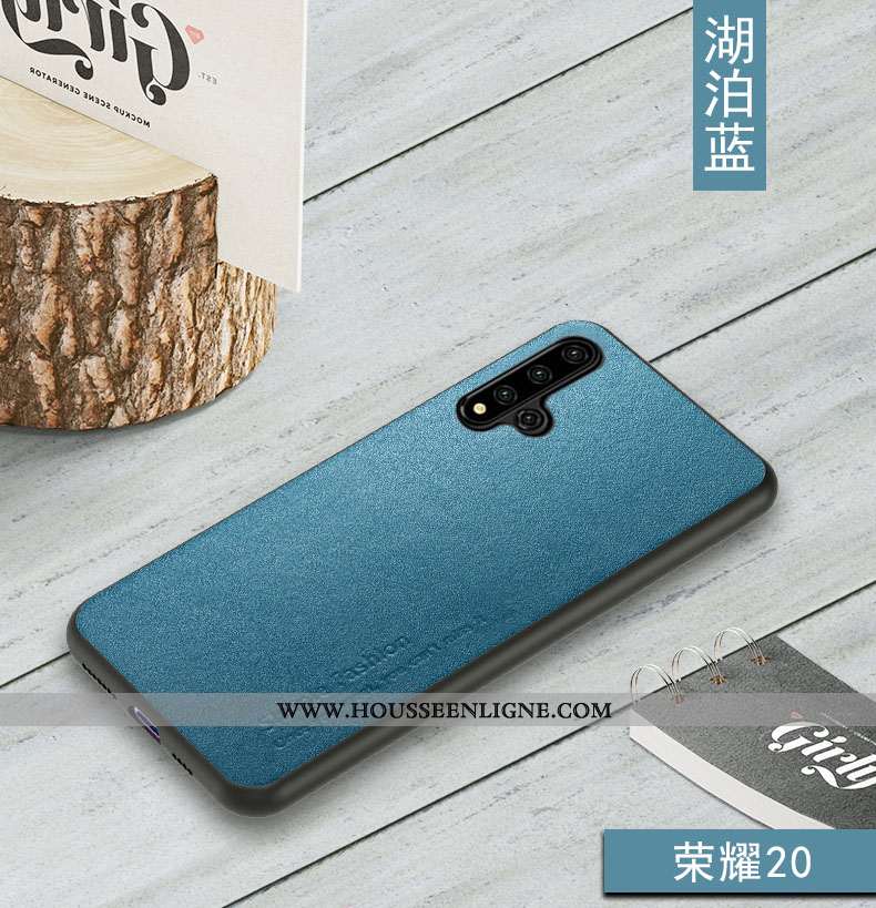 Étui Honor 20 Cuir Fluide Doux Business Téléphone Portable Légère Protection Véritable Bleu Foncé