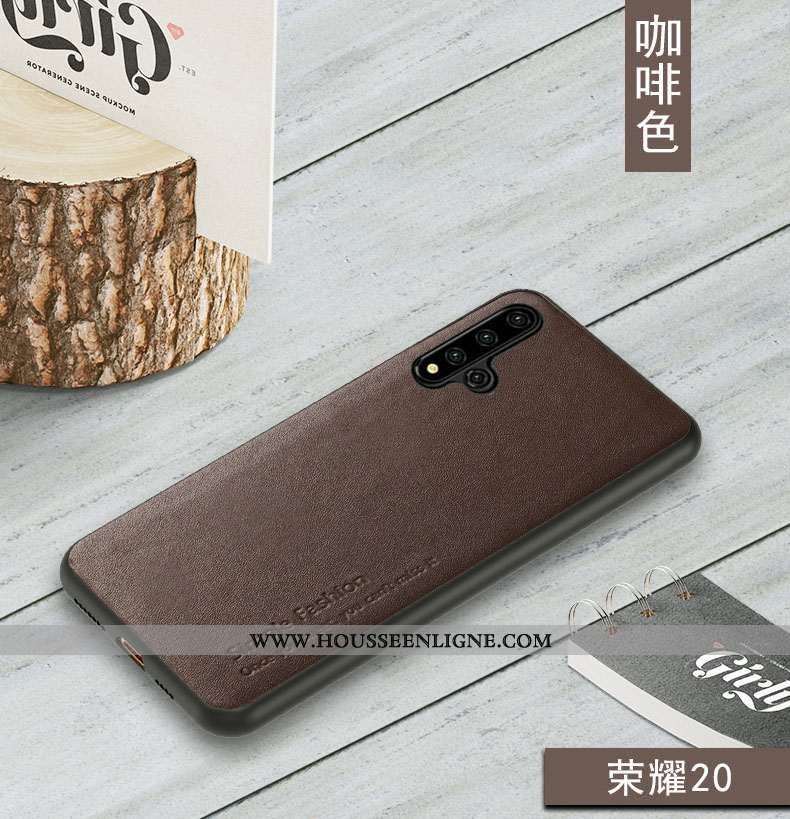 Étui Honor 20 Cuir Fluide Doux Business Téléphone Portable Légère Protection Véritable Bleu Foncé
