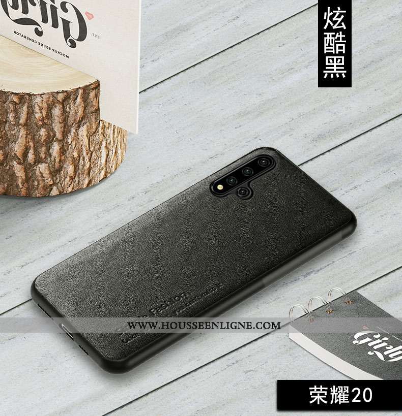 Étui Honor 20 Cuir Fluide Doux Business Téléphone Portable Légère Protection Véritable Bleu Foncé