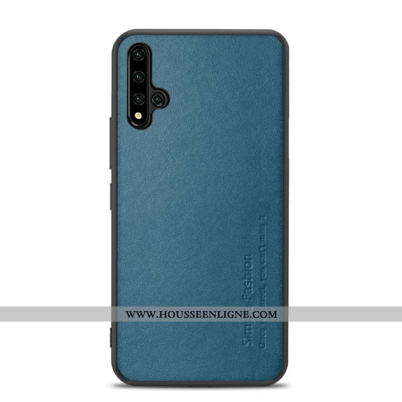 Étui Honor 20 Cuir Fluide Doux Business Téléphone Portable Légère Protection Véritable Bleu Foncé