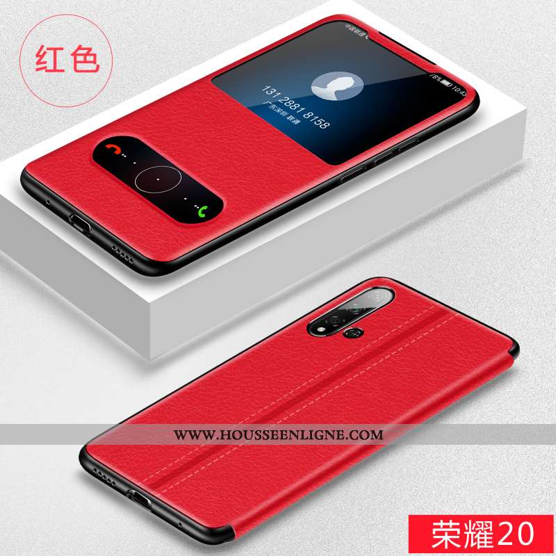 Étui Honor 20 Légère Cuir Fluide Doux Clamshell Luxe Tout Compris Rouge
