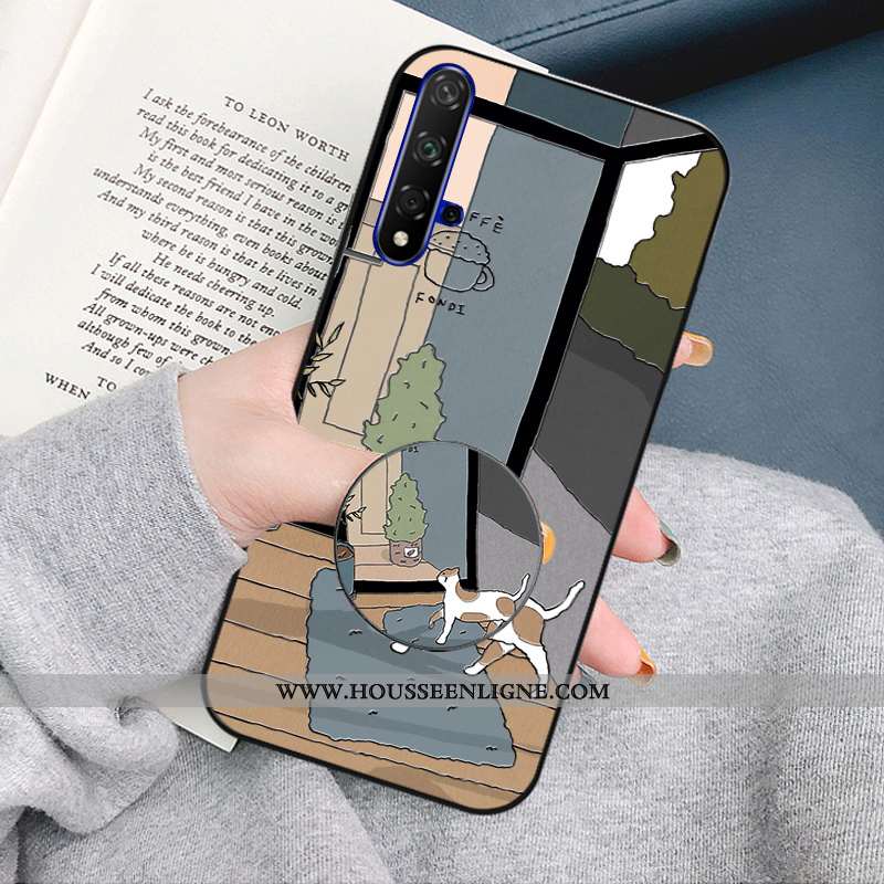 Étui Honor 20 Personnalité Créatif Support Dessin Animé Silicone Chat Tendance Bleu
