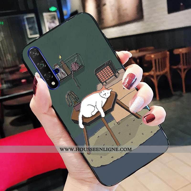 Étui Honor 20 Personnalité Créatif Support Dessin Animé Silicone Chat Tendance Bleu
