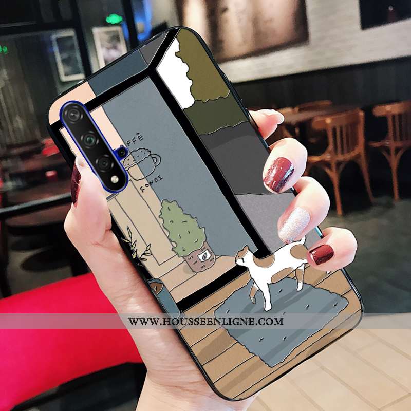 Étui Honor 20 Personnalité Créatif Support Dessin Animé Silicone Chat Tendance Bleu