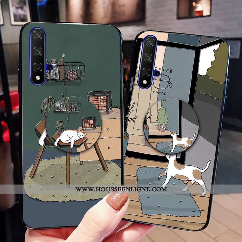 Étui Honor 20 Personnalité Créatif Support Dessin Animé Silicone Chat Tendance Bleu