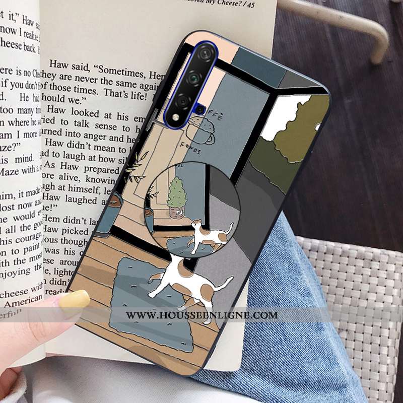 Étui Honor 20 Personnalité Créatif Support Dessin Animé Silicone Chat Tendance Bleu