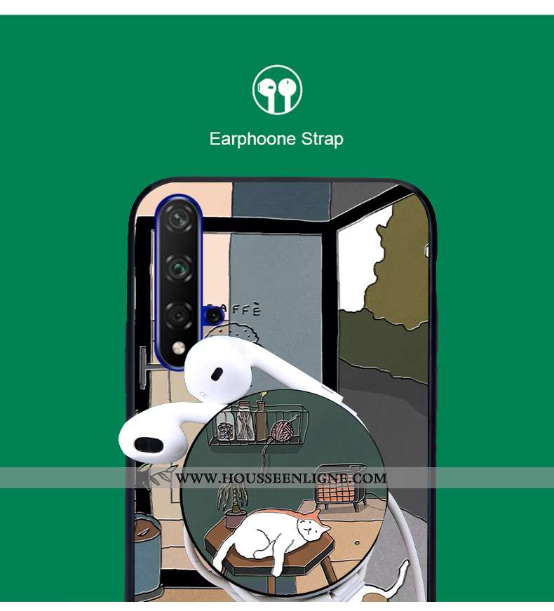 Étui Honor 20 Personnalité Créatif Support Dessin Animé Silicone Chat Tendance Bleu