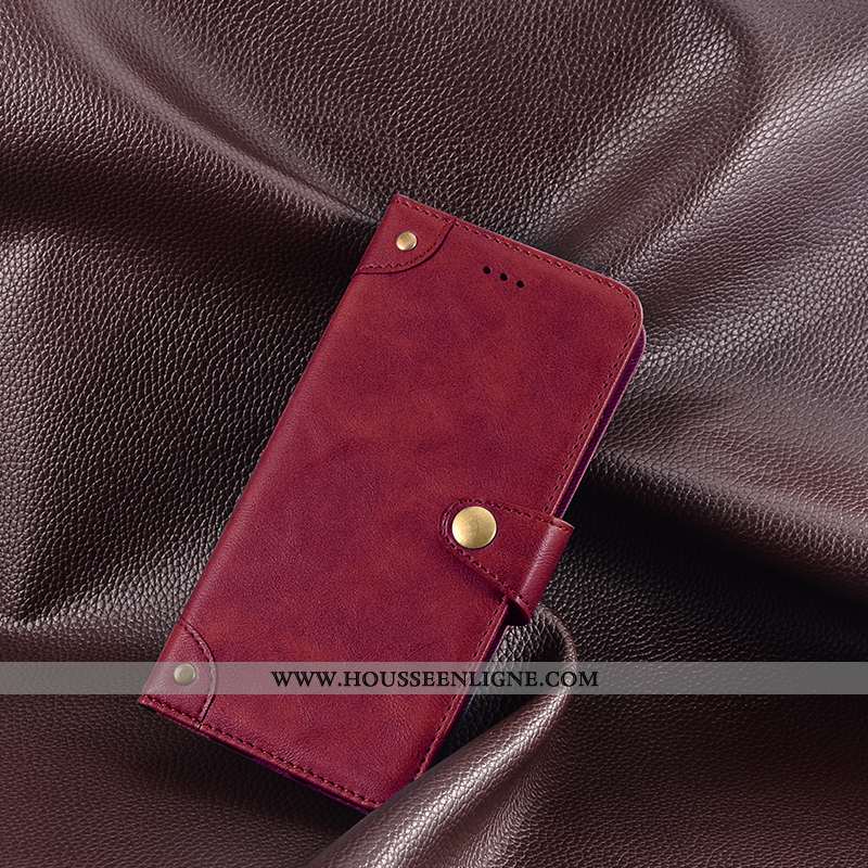 Étui Honor 20 Personnalité Portefeuille Protection Vin Rouge Métal Coque Bordeaux