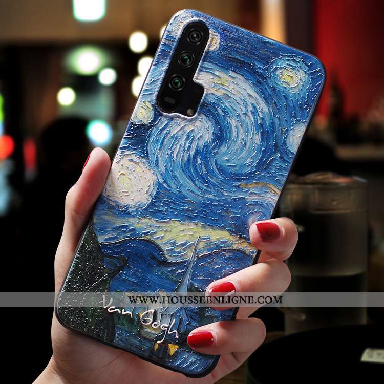 Étui Honor 20 Pro Délavé En Daim Personnalité Bleu Fluide Doux Téléphone Portable Légère Ultra