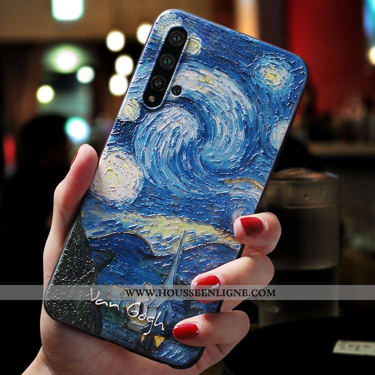 Étui Honor 20 Pro Délavé En Daim Personnalité Bleu Fluide Doux Téléphone Portable Légère Ultra