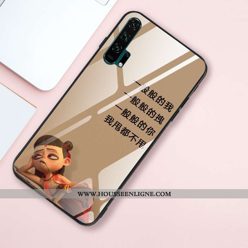 Étui Honor 20 Pro Fluide Doux Silicone Créatif Verre Miroir Style Chinois Téléphone Portable Khaki