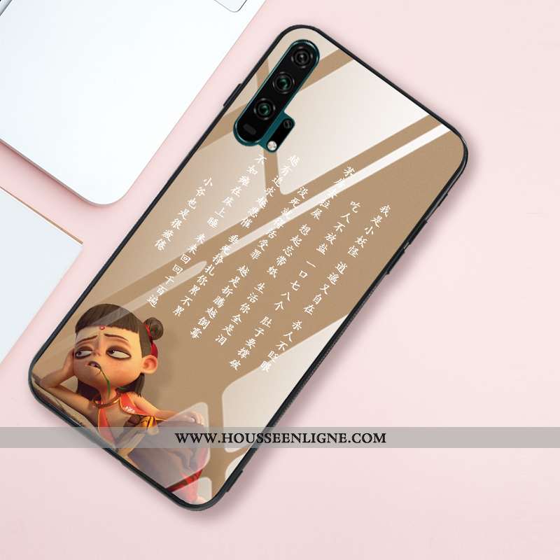 Étui Honor 20 Pro Fluide Doux Silicone Créatif Verre Miroir Style Chinois Téléphone Portable Khaki