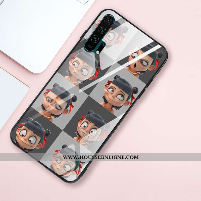Étui Honor 20 Pro Fluide Doux Silicone Créatif Verre Miroir Style Chinois Téléphone Portable Khaki