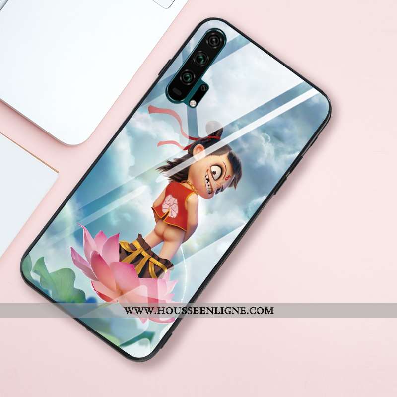 Étui Honor 20 Pro Fluide Doux Silicone Créatif Verre Miroir Style Chinois Téléphone Portable Khaki
