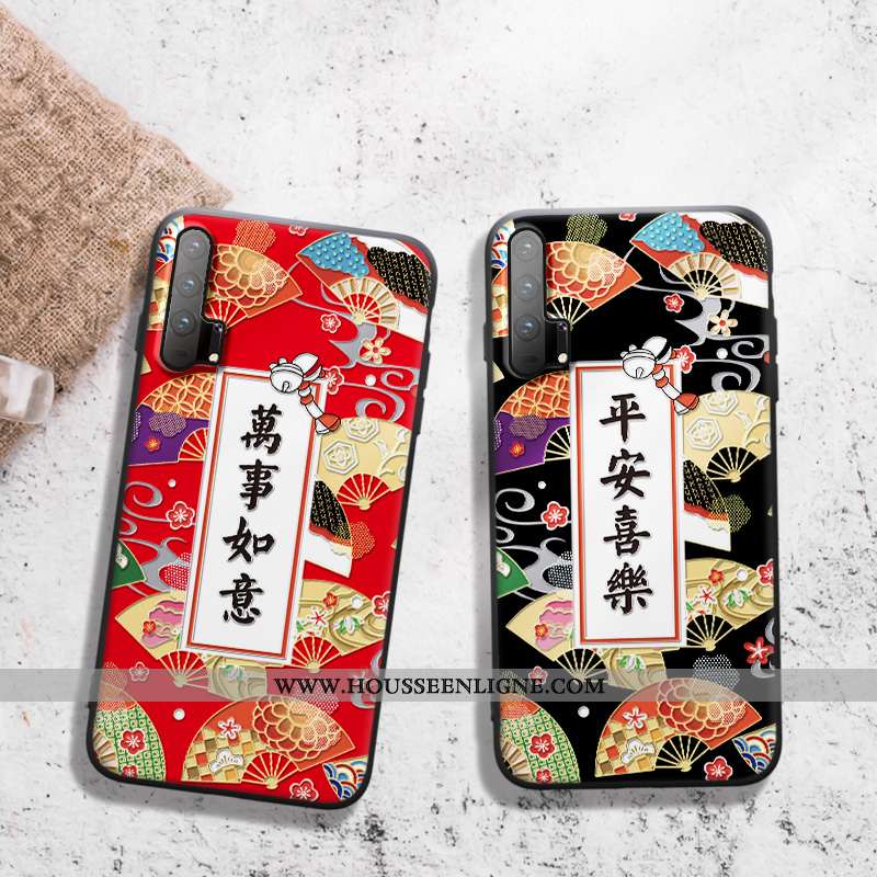 Étui Honor 20 Pro Fluide Doux Silicone Protection Gaufrage Art Coque Tout Compris Rouge