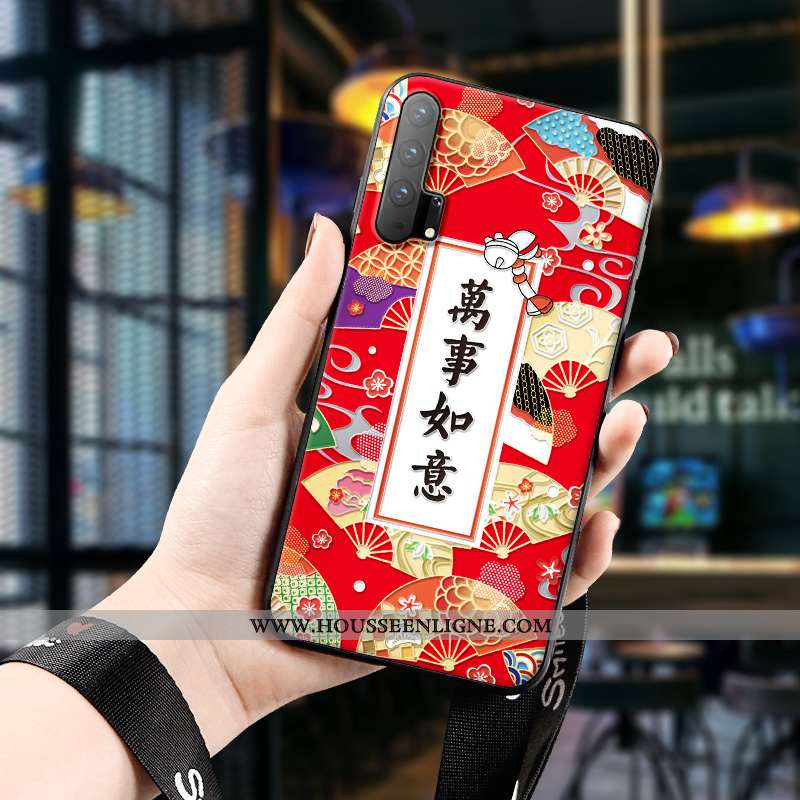 Étui Honor 20 Pro Fluide Doux Silicone Protection Gaufrage Art Coque Tout Compris Rouge