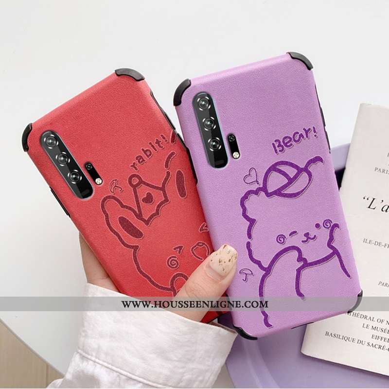 Étui Honor 20 Pro Fluide Doux Silicone Tout Compris Ours Téléphone Portable Cuir Tendance Violet