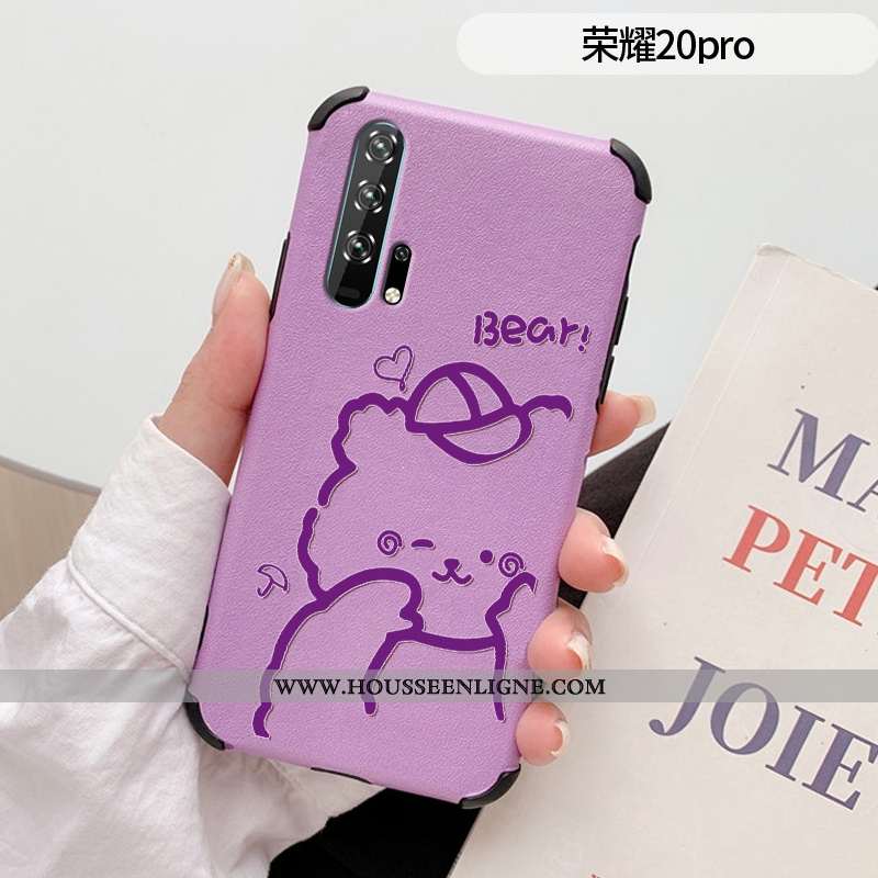 Étui Honor 20 Pro Fluide Doux Silicone Tout Compris Ours Téléphone Portable Cuir Tendance Violet
