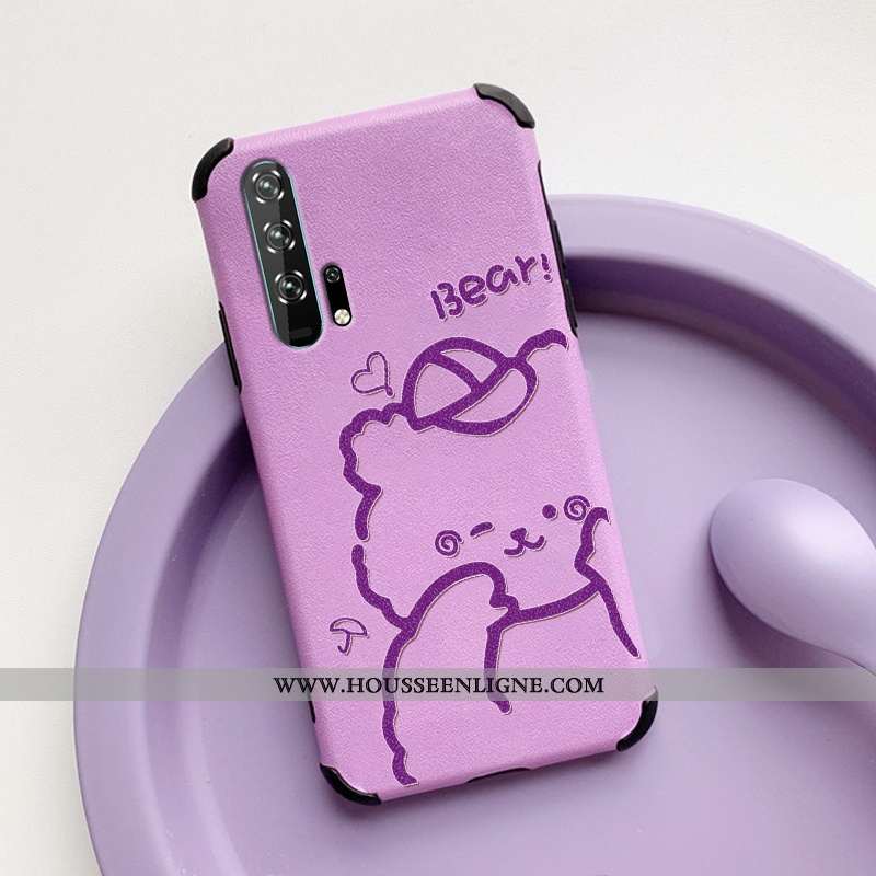 Étui Honor 20 Pro Fluide Doux Silicone Tout Compris Ours Téléphone Portable Cuir Tendance Violet