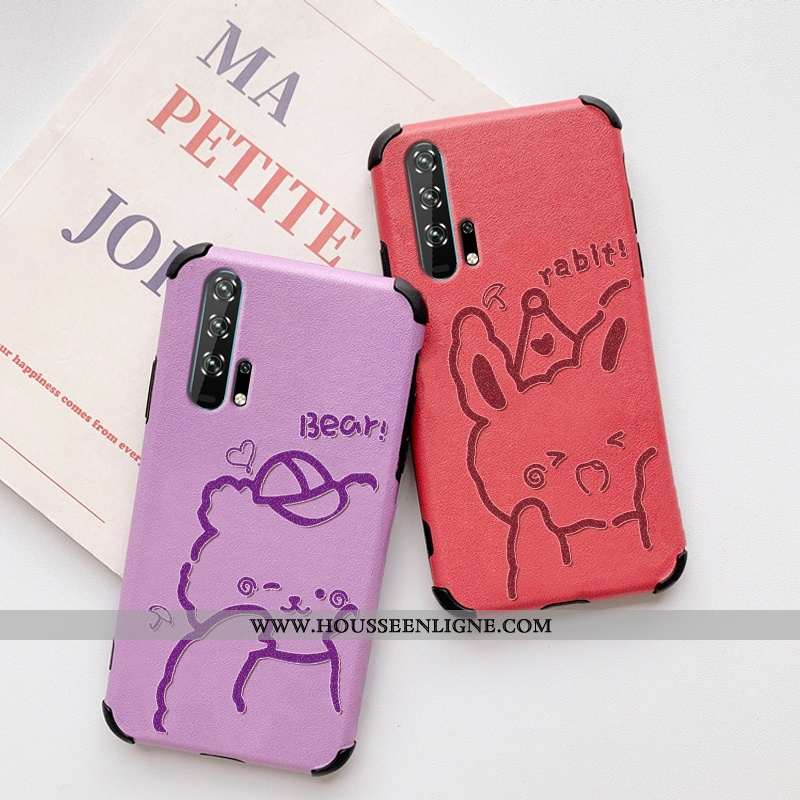 Étui Honor 20 Pro Fluide Doux Silicone Tout Compris Ours Téléphone Portable Cuir Tendance Violet
