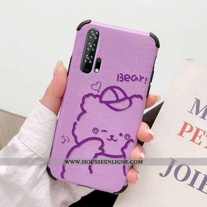 Étui Honor 20 Pro Fluide Doux Silicone Tout Compris Ours Téléphone Portable Cuir Tendance Violet