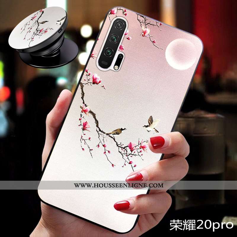 Étui Honor 20 Pro Personnalité Gaufrage Silicone Protection Personnalisé Fluide Doux Tendance Rose
