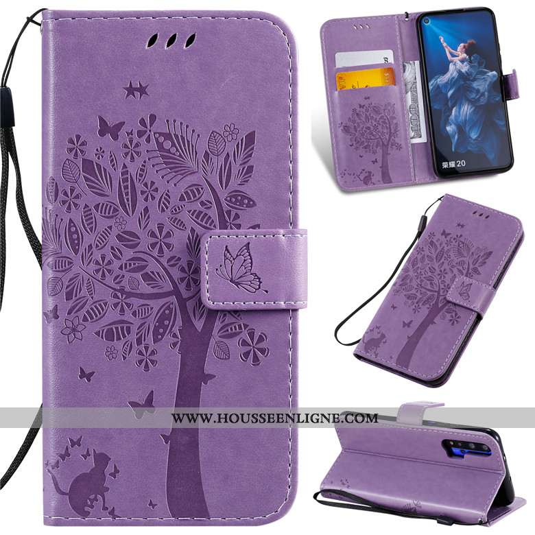 Étui Honor 20 Pro Protection Cuir Violet Incassable Téléphone Portable Silicone