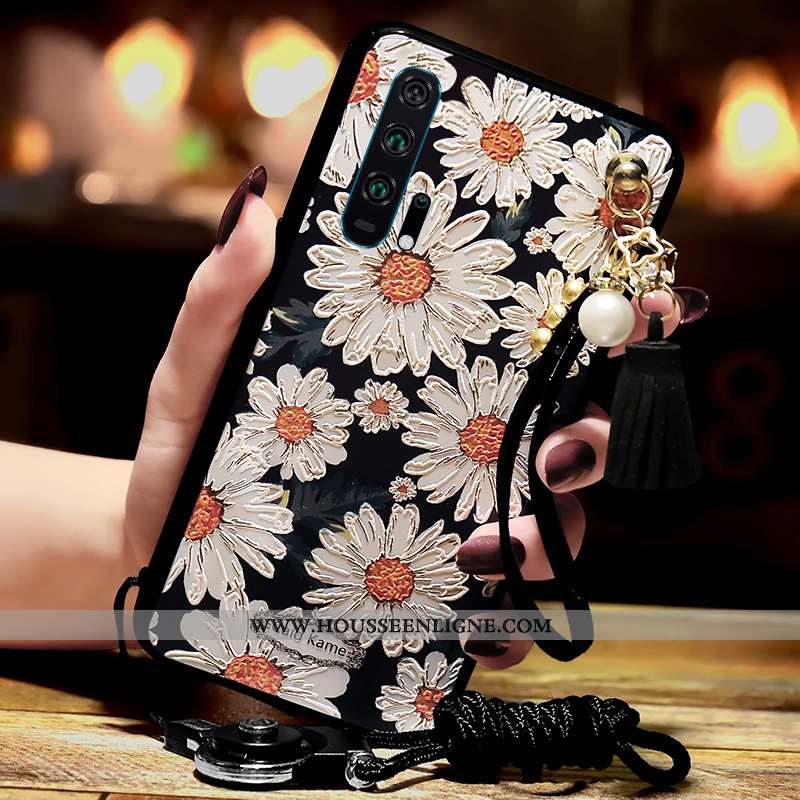Étui Honor 20 Pro Protection Incruster Strass Coque Tendance Support Blanc Gaufrage Blanche