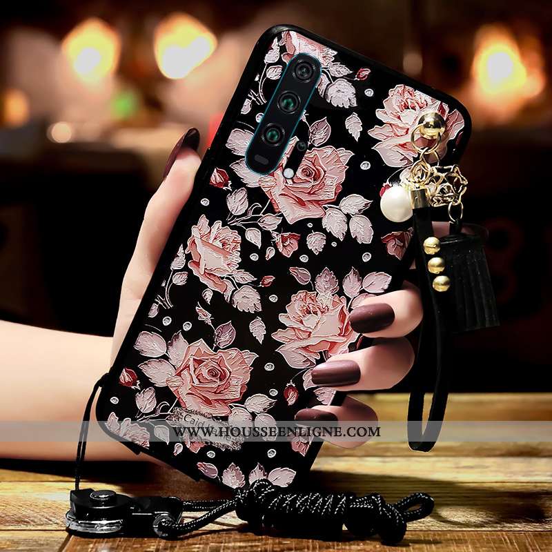 Étui Honor 20 Pro Protection Incruster Strass Coque Tendance Support Blanc Gaufrage Blanche