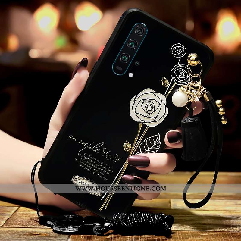 Étui Honor 20 Pro Protection Incruster Strass Coque Tendance Support Blanc Gaufrage Blanche