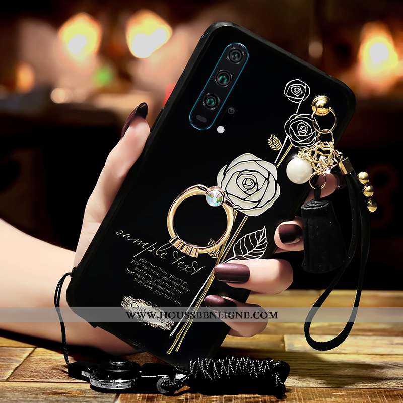 Étui Honor 20 Pro Protection Incruster Strass Coque Tendance Support Blanc Gaufrage Blanche
