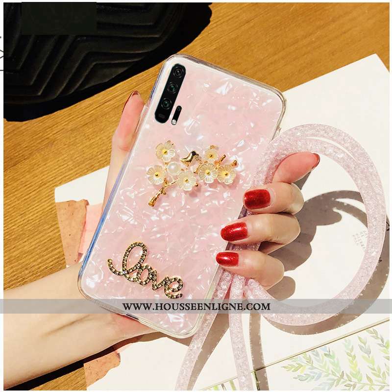 Étui Honor 20 Pro Protection Ornements Suspendus Rose Incassable Téléphone Portable Cou Suspendu