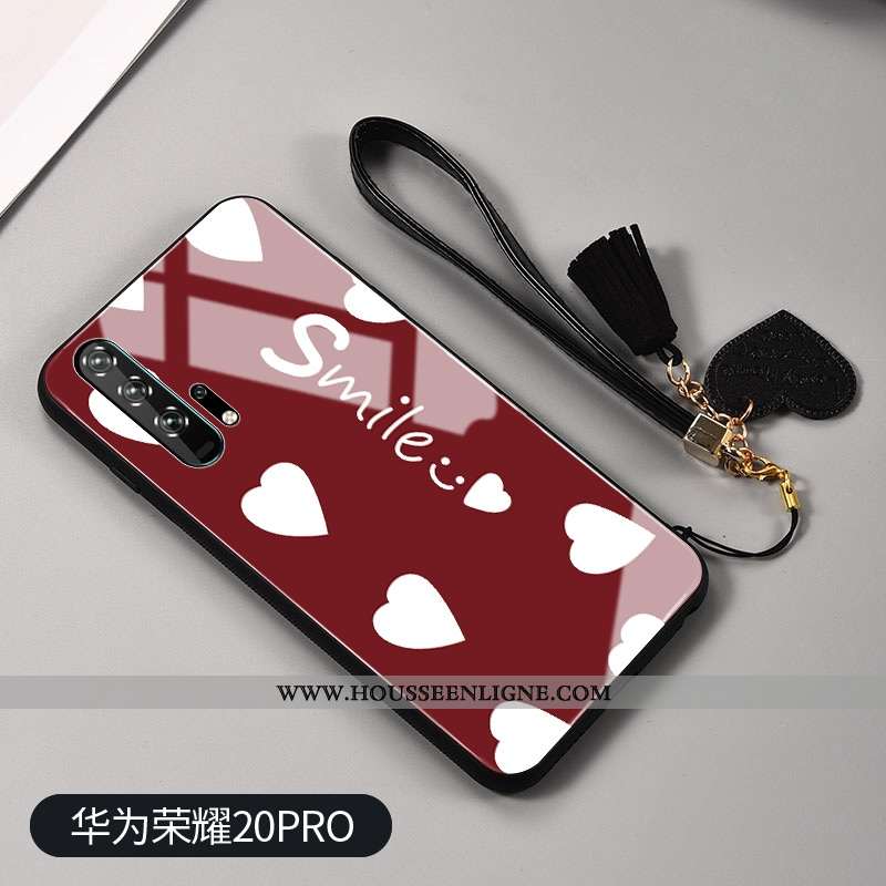 Étui Honor 20 Pro Protection Verre Blanc Net Rouge Mode Téléphone Portable Rouge