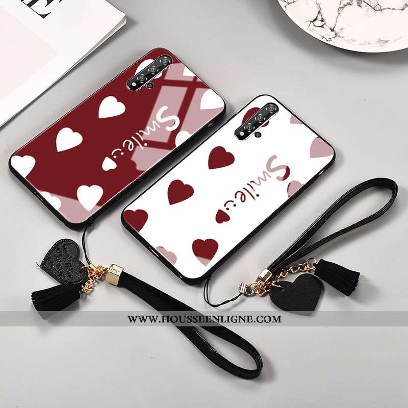 Étui Honor 20 Pro Protection Verre Blanc Net Rouge Mode Téléphone Portable Rouge