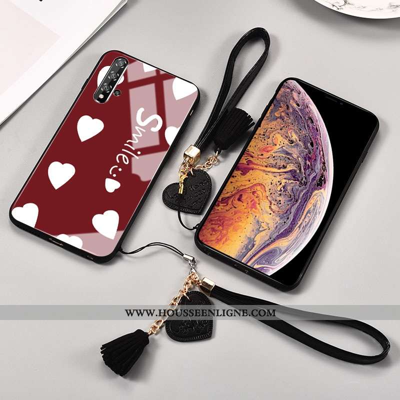Étui Honor 20 Pro Protection Verre Blanc Net Rouge Mode Téléphone Portable Rouge