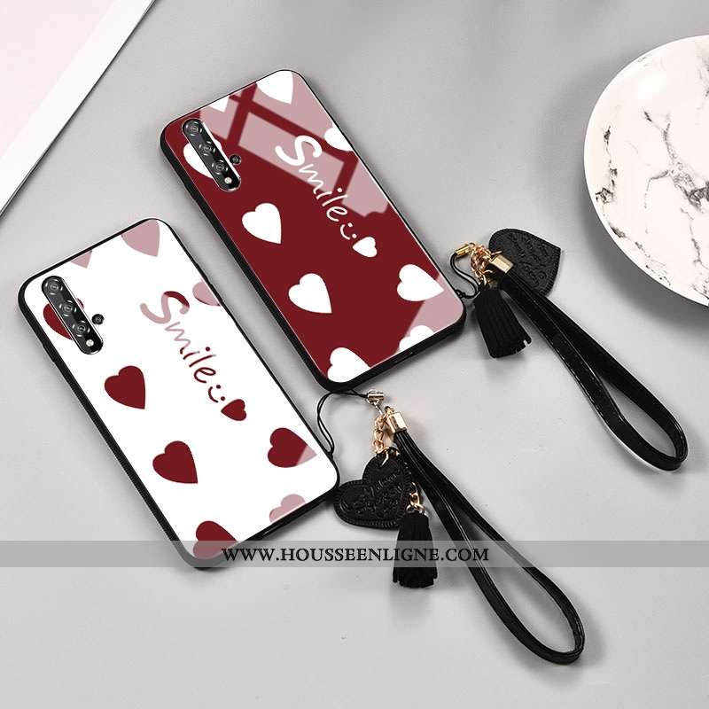 Étui Honor 20 Pro Protection Verre Blanc Net Rouge Mode Téléphone Portable Rouge