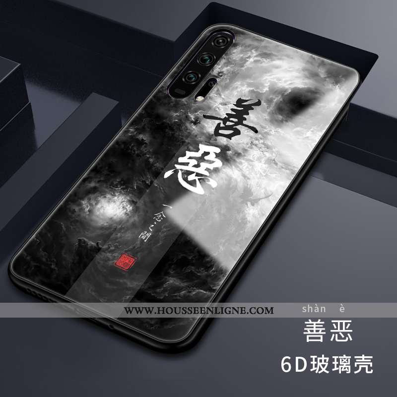 Étui Honor 20 Pro Tendance Silicone Personnalité Incassable Reversible Verre Coque Noir
