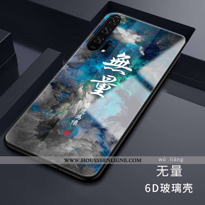 Étui Honor 20 Pro Tendance Silicone Personnalité Incassable Reversible Verre Coque Noir