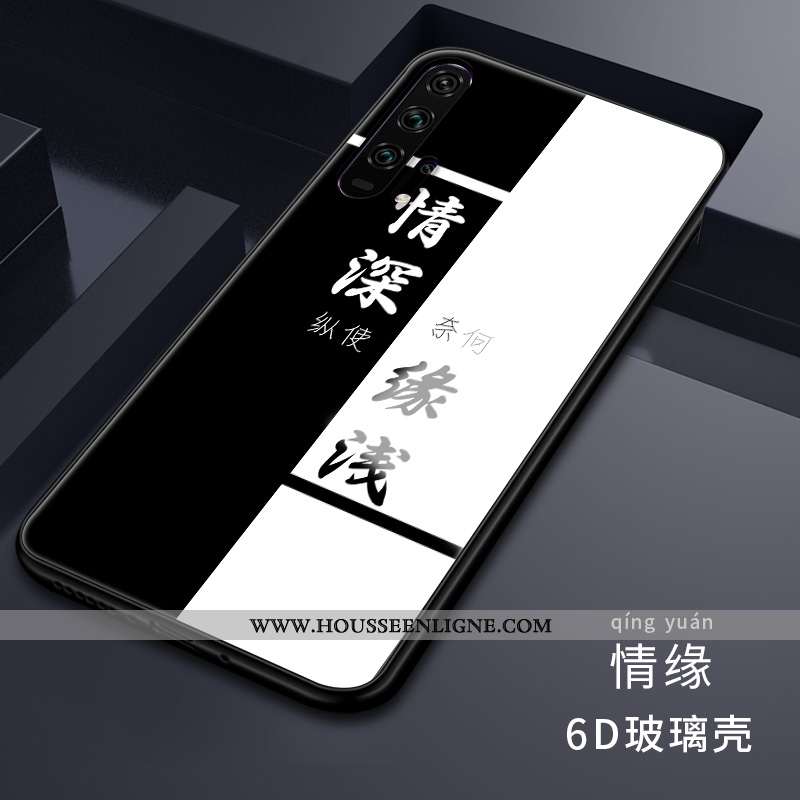 Étui Honor 20 Pro Tendance Silicone Personnalité Incassable Reversible Verre Coque Noir