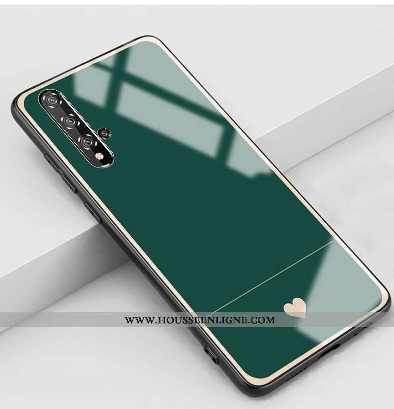 Étui Honor 20 Protection Verre Coque Clair Amour Miroir Vent Verte