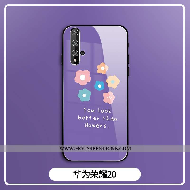 Étui Honor 20 Protection Verre Fleur Mode Personnalité Coque Clair Violet