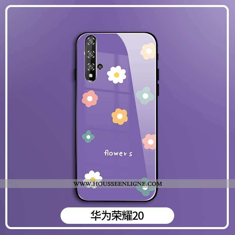 Étui Honor 20 Protection Verre Fleur Mode Personnalité Coque Clair Violet
