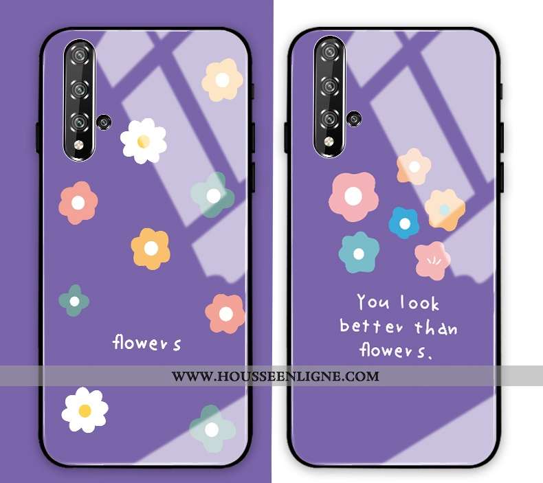 Étui Honor 20 Protection Verre Fleur Mode Personnalité Coque Clair Violet
