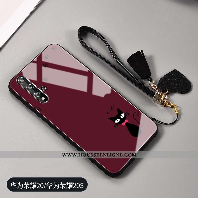 Étui Honor 20 Silicone Mode Frais Verre Petit Coque Chat Blanche