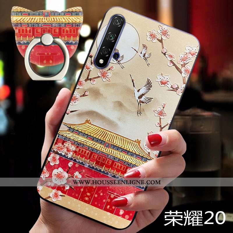 Étui Honor 20 Tendance Fluide Doux Gaufrage Silicone Nouveau Style Chinois Personnalité Beige
